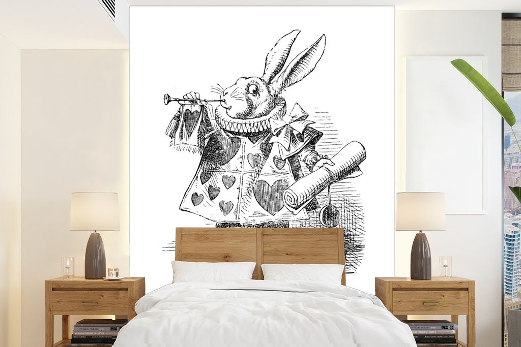 MuchoWow Fototapete für Wohnzimmer oder Schlafzimmer Wandtapete Vinyl Motivtapete Alice im Wunderland - 190x260 cm - Papiertapete