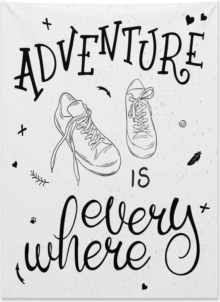 Abakuhaus Abenteuer Wandteppich, Turnschuhe Wandern Woods aus Weiches Mikrofaser Stoff Kein Verblassen Klare Farben Waschbar, 110 x 150 cm, Weiß S...