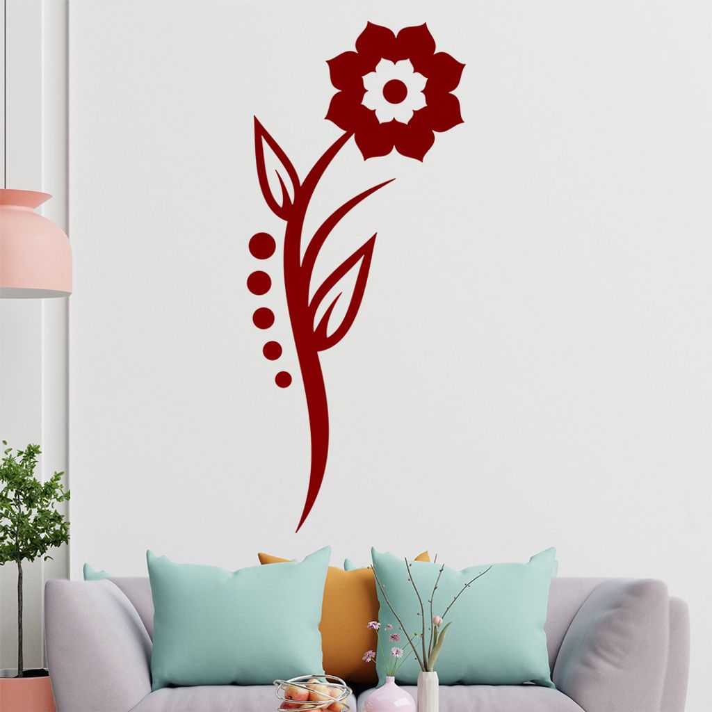 Blume - Linien Punkte Wandtattoo in 6 Größen - Wandaufkleber Wall Sticker - Dekoration, Küche, Wohnzimmer, Schlafzimmer, Badezimmer