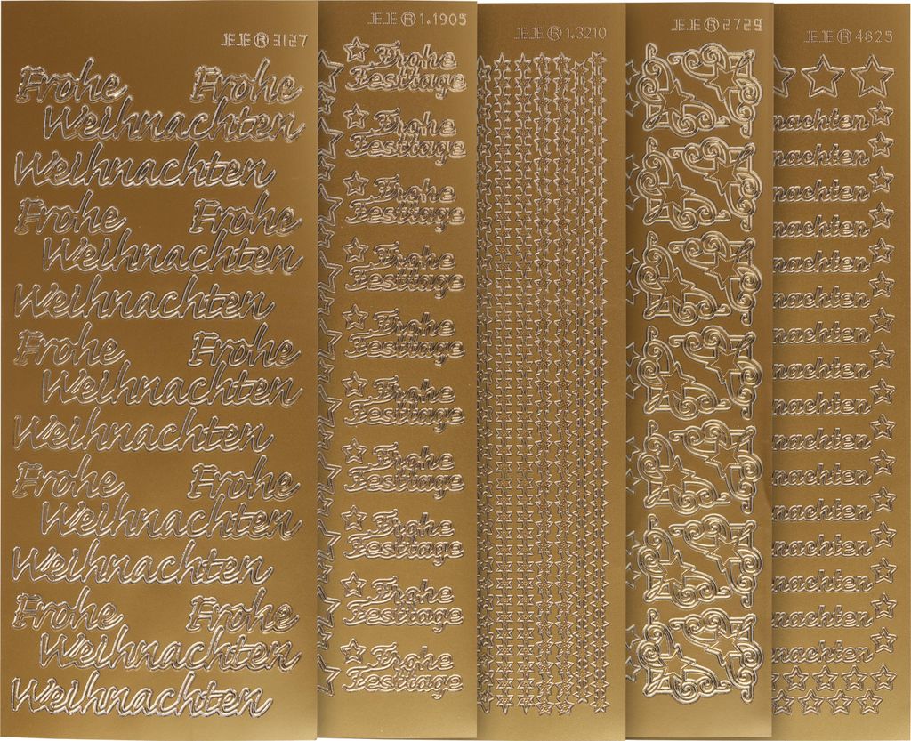 VBS Reliefsticker Set Weihnachten 10x23 cm Aufkleber Basteln Dekoration Gold