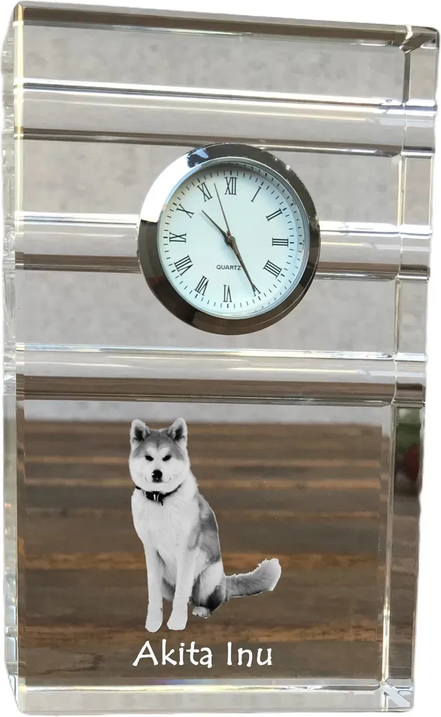 Horloge Akita Inu en verre Art-Dog - Pendulette photo chien de race