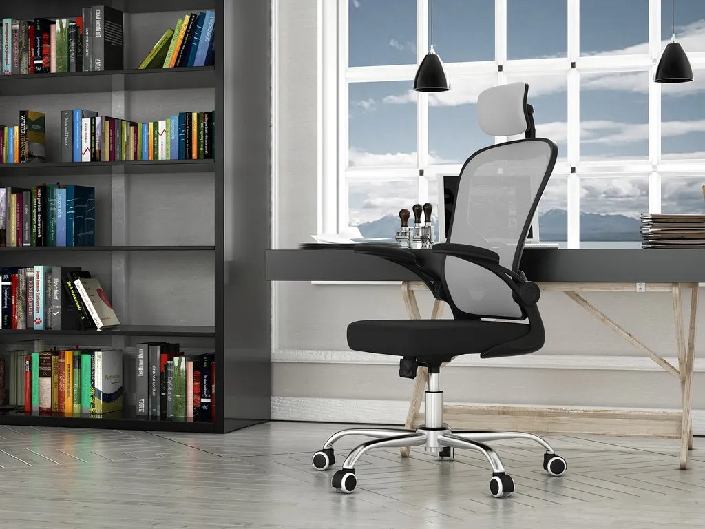 Chaise de bureau RENEK grise idéale pour le télétravail et l'étude