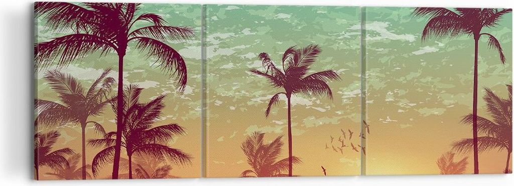 Bild auf Leinwand - Leinwandbild - Horizont Küste Kokosnuss Himmel - 120x40cm - Wand Bild - Wanddeko - Leinwanddruck - Bilder - Kunstdruck - Leinw...