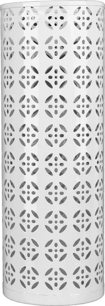 Porte-parapluie inoxydable blanc motif ajouré 42 cm avec bac amovible
