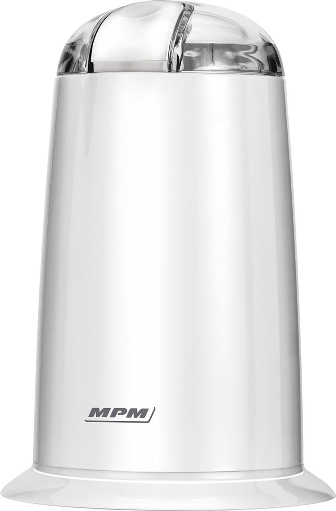 MPM MMK-07 Elektrische Kaffeemühle, Samen und Nüsse, Doppelklinge Edelstahl, Mahlgeschw 40g Weiß