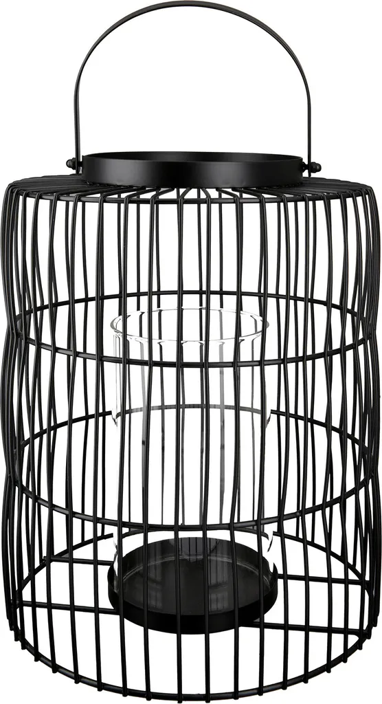 Lanterne décorative salon Gilde Stage métal noir 44 cm lot de 2 pièces