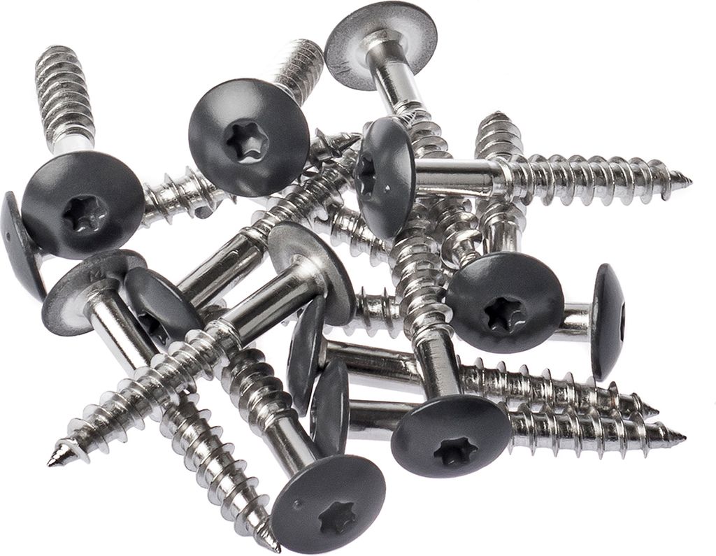 HPL- Schrauben, Fassadenschraube, Edelstahlschraube mit Kopflackierung | VIELE FARBEN | Faserzement, Holzpaneele, Alu Verbund (Anthrazit (RAL7016),...