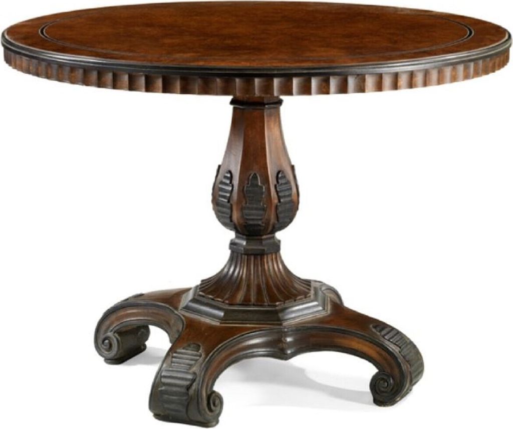 Casa Padrino Luxus Barock Esstisch Dunkelbraun / Schwarz - Runder Massivholz Esszimmertisch im Barockstil - Barock Esszimmer & Hotel Möbel - Luxus...