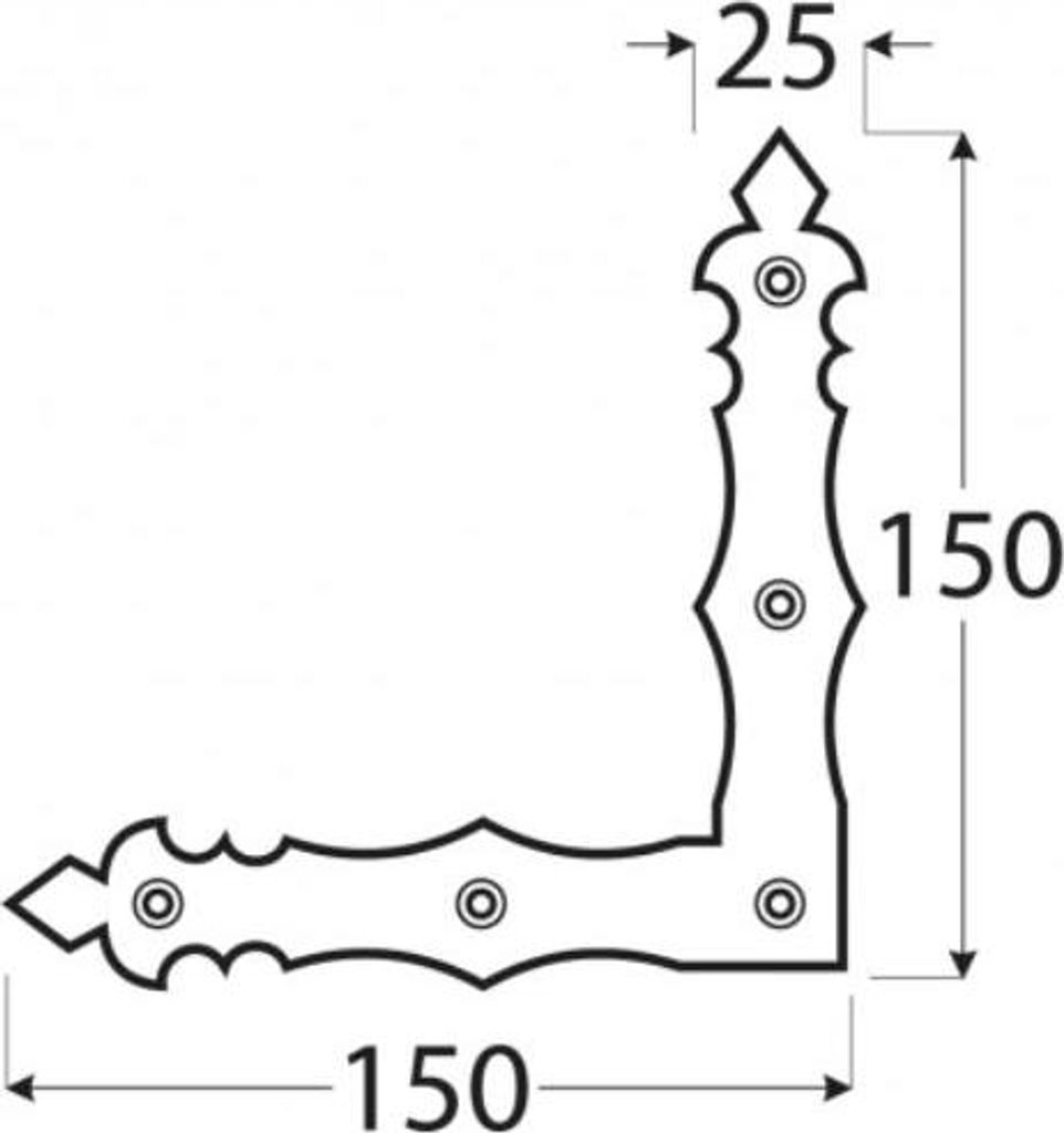 10x Möbelwinkel, dekorativ Eckwinkel 150x150x25x2.5mm schwarz
