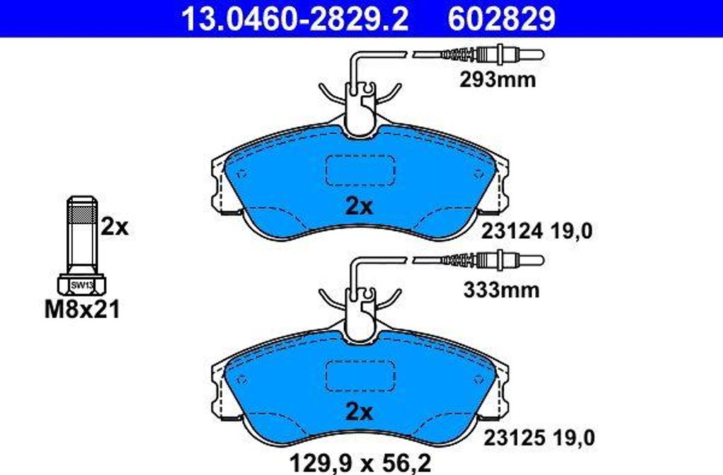 ATE 13.0460-2829.2 Bremsbelagsatz, Scheibenbremse OE 425155 kompatibel mit Berlingo, Xsara, 306, Partner