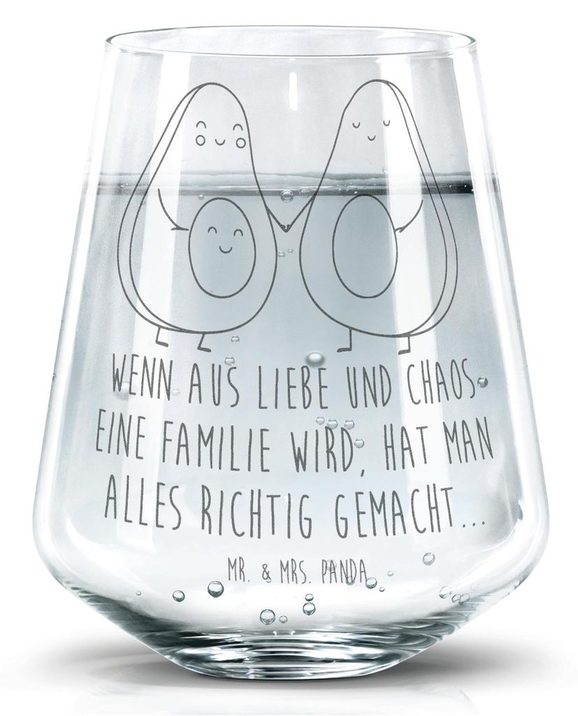 Mr. & Mrs. Panda Trinkglas Avocado Pärchen - Transparent - Geschenk, Avocados, Liebe, Schwangerschaft, Familie, Becherglas, Wasserglas, Tumbler Gl...