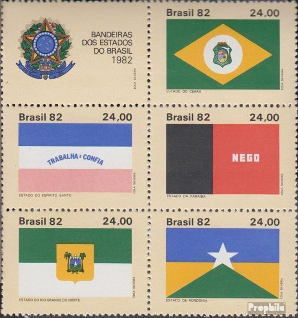Briefmarken Brasilien 1982 Mi 1937-1941 Sechserblock Produktbild 