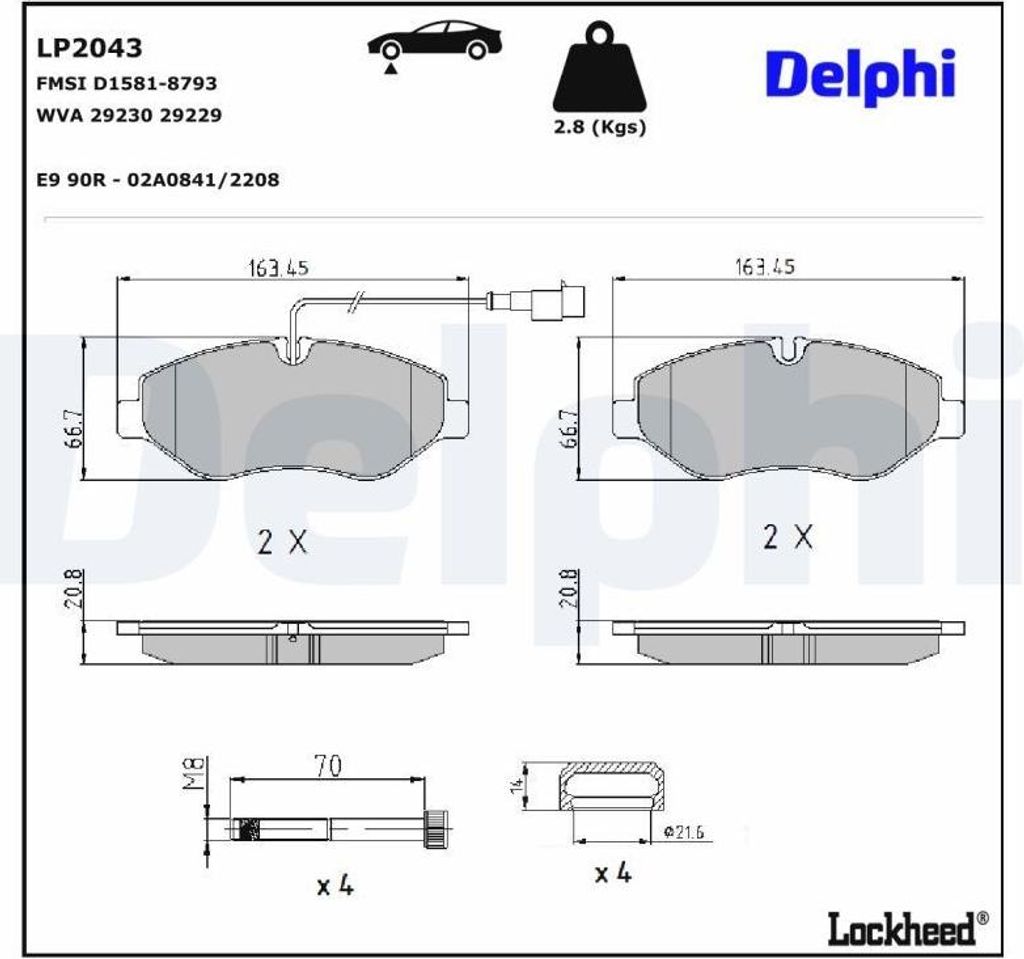 DELPHI Bremsbeläge Satz Vorne Bremsklötze für NISSAN Cabstar (F24M, F24W) LP2043