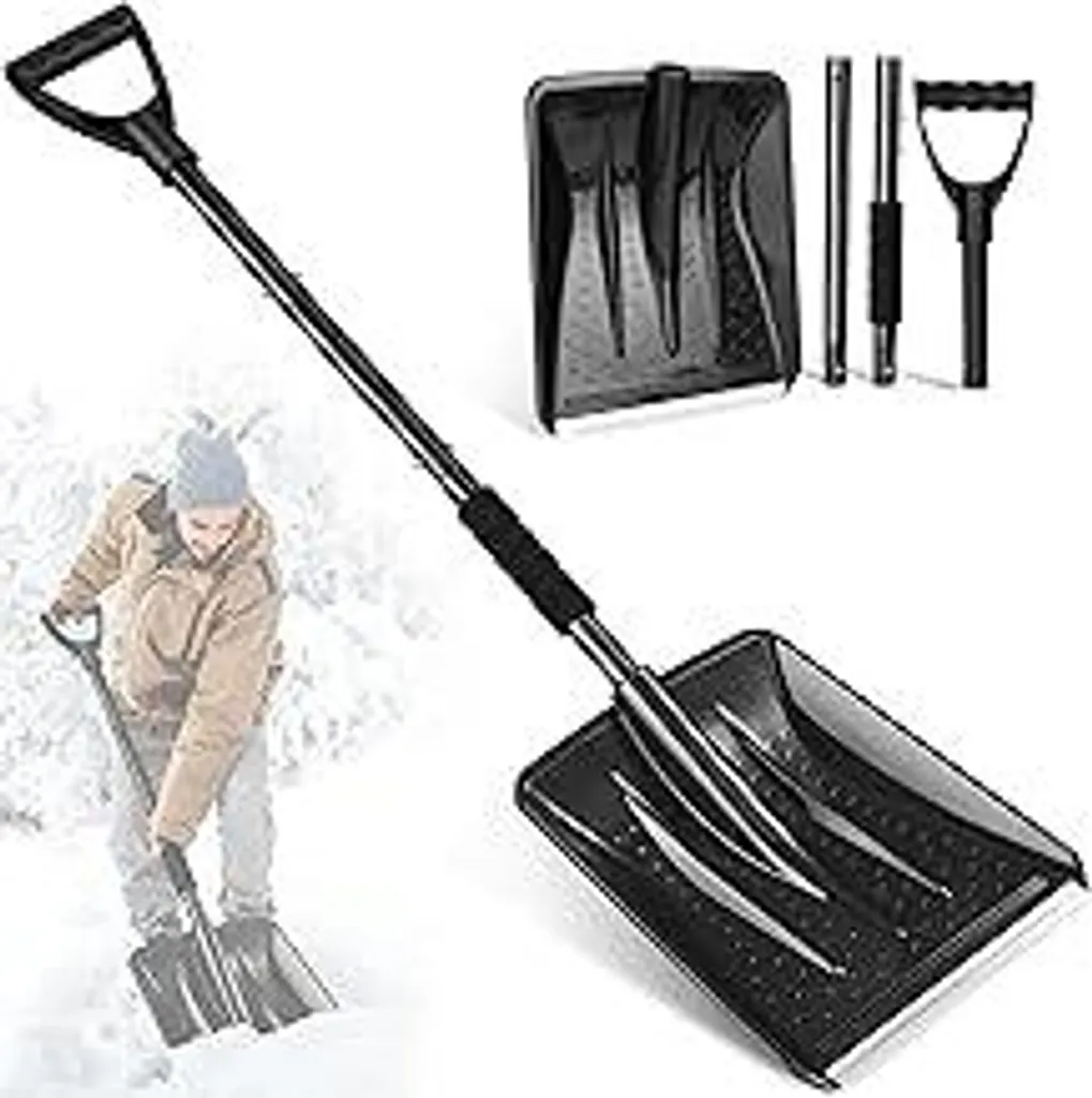 Pala Neve Portatile 108cm Nera | Design 4 Pezzi | Multiuso Auto