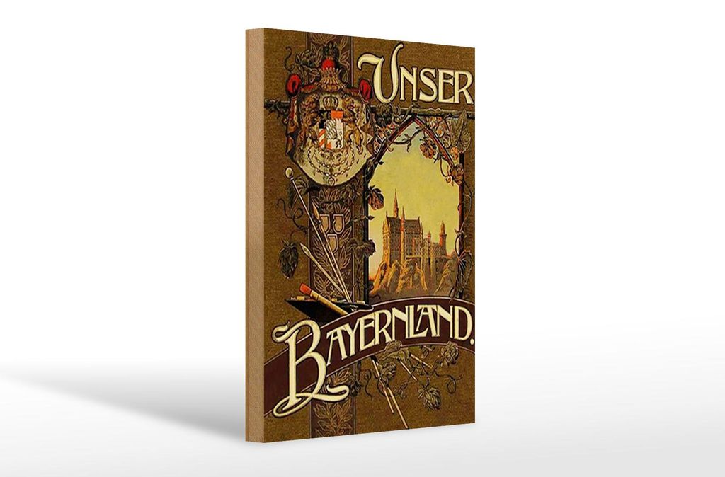 Holzschild Bayern 20x30cm Schloss Neuschwanstein Schwangau