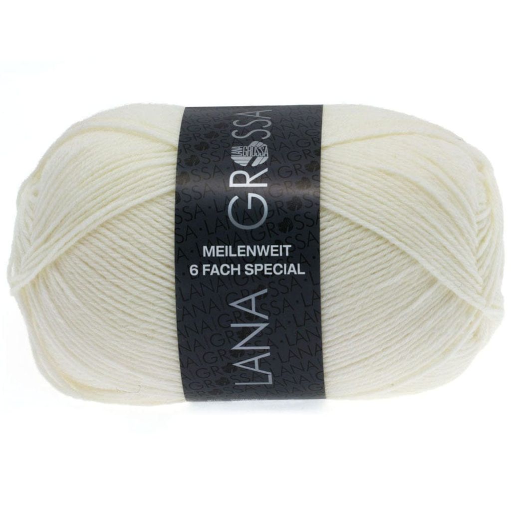 Lana Grossa - Meilenweit 6-fach 150g Unito 8840 weiß Produktbild 