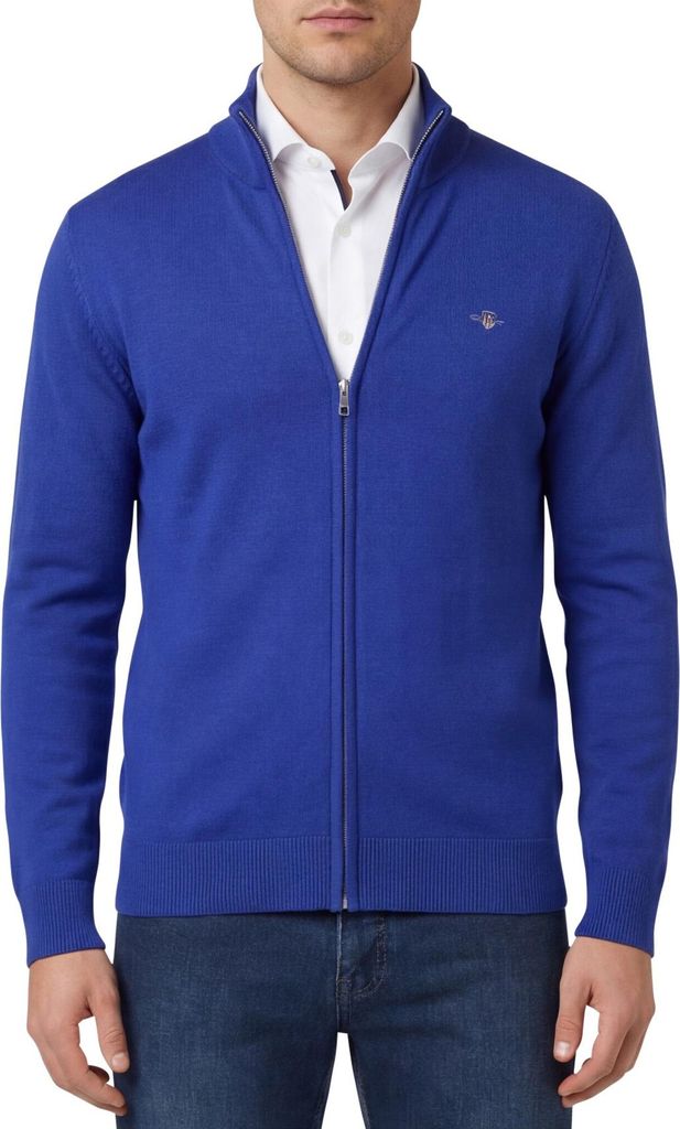 Gant Weste blau einfarbig Baumwolle normale Passform