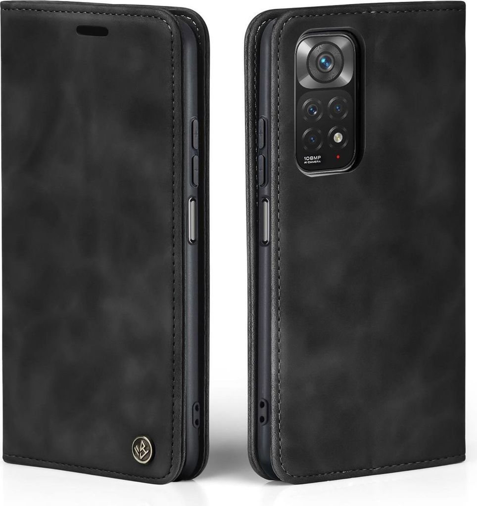 Handy Hülle für Xiaomi Redmi Note 11 Pro Klapphülle Bookcase Flip Cover Handy Tasche Etui Farbe: Schwarz