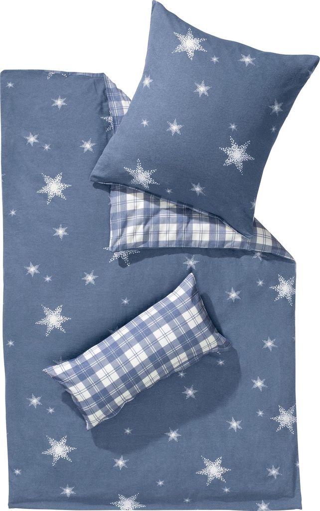 Dormisette Wendebettwäsche schieferblau 1x 155x200 cm + 1x 80x80 cm