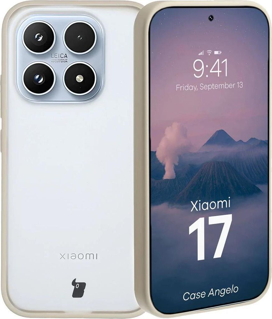 Handyhülle für Xiaomi 17, Bizon Case Angelo, Semitransparent mit beigem Rahmen