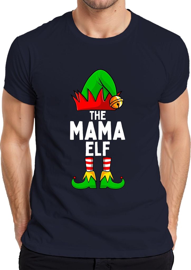 The Mama Elf Weihnachtsgeschenk für Mama lustig Elfe Familie Herren T-Shirt, Navy, L