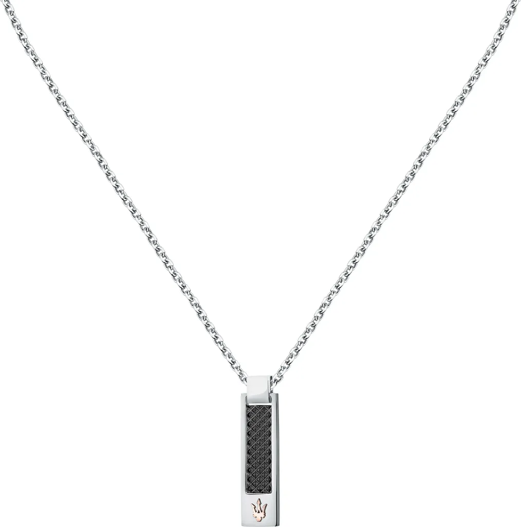 Collier Maserati Acier Inox 100% Argenté et Finition IP Black Design