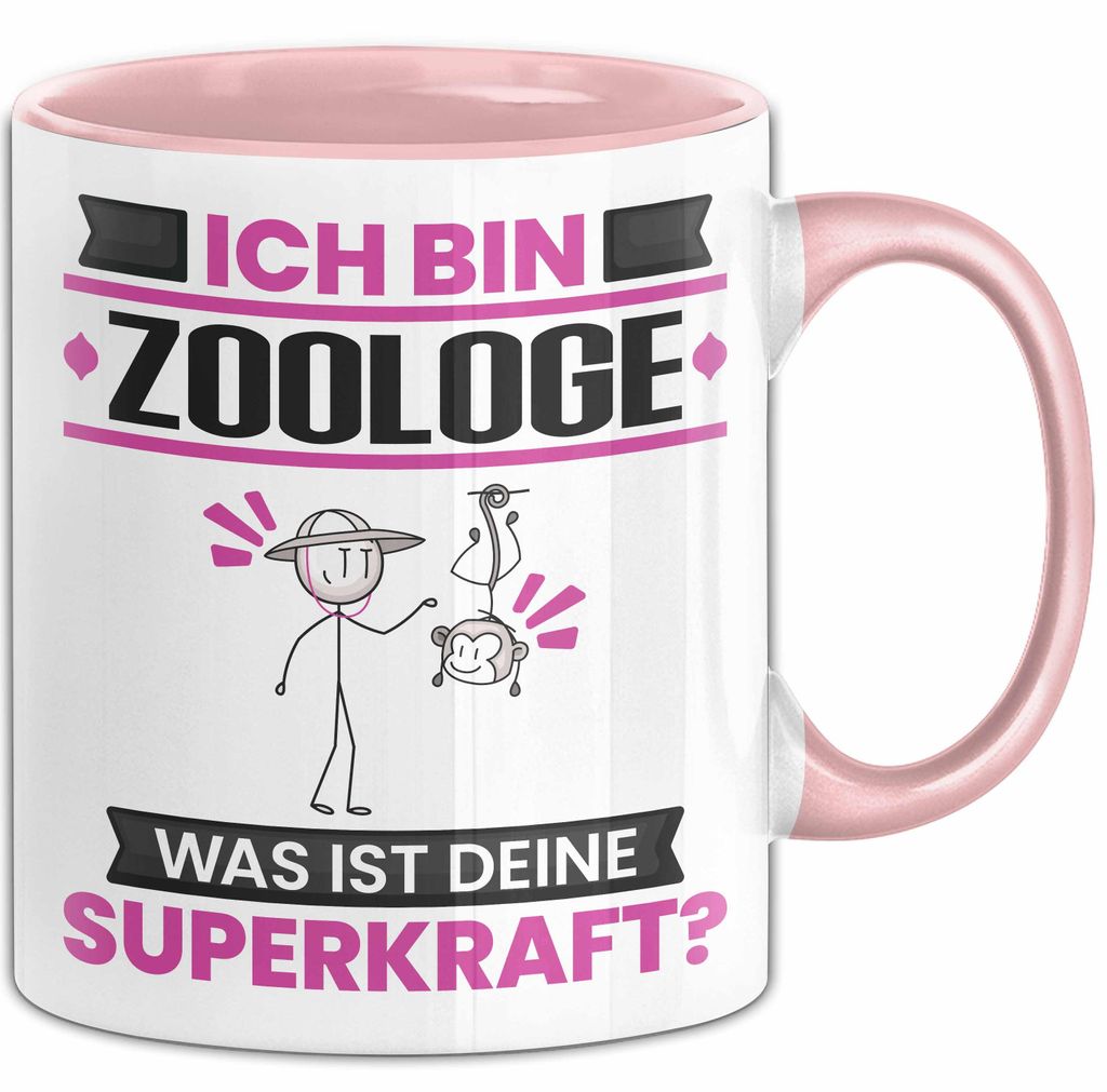 Zoologe Tasse Geschenk für Zoologe Geburtstag Lustiger Spruch Kaffee-Becher Was Ist Deine Superkraft (Rosa)