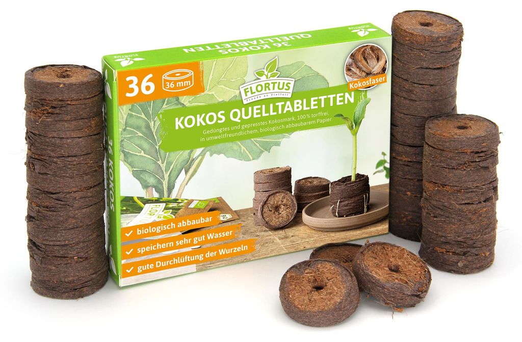 Artikelbild 1 von '36 mm Kokos Quelltabletten' aus der Kategorie Kokos Quelltabletten