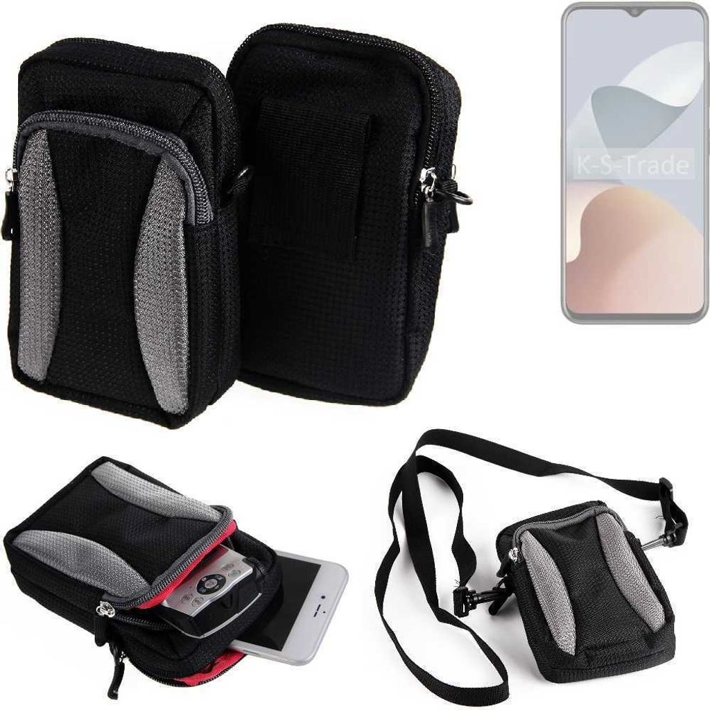K-S-Trade Holster Schutz Hülle kompatibel mit ZTE Blade A73 Handy Hülle Gürteltasche Umhängetasche mit Zusatzfach schwarz