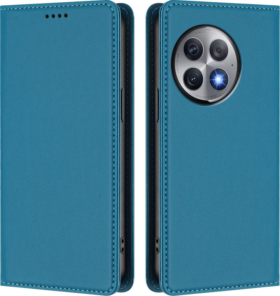 Handyhülle für OnePlus Ace 2 Pro, Kunstleder Klapphülle Stoßfeste Magnetische Hülle mit Ständer Blau