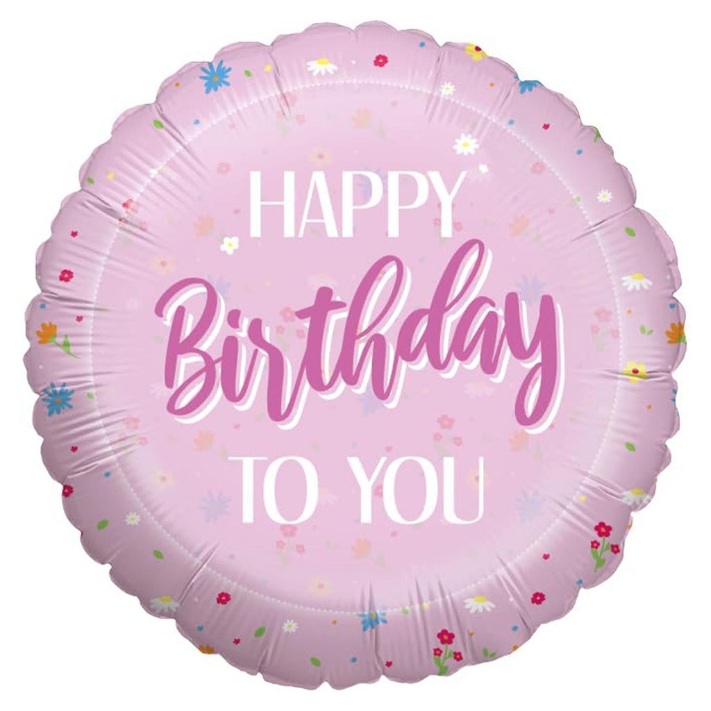 Folienballon Happy Birthday rosa Ø 45 cm 1 Stück Produktbild 