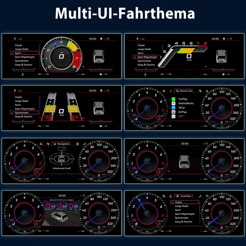 Compteur de vitesse numérique LCD pour Golf V avec Android Auto et CarPlay - 8