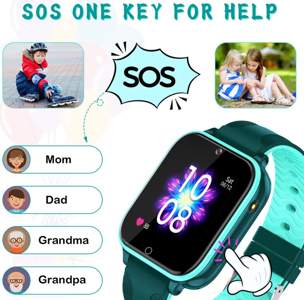 (Grün) T12 4G Smart Watch für Kinder, Touchscreen-Kinderuhr Produktbild 8