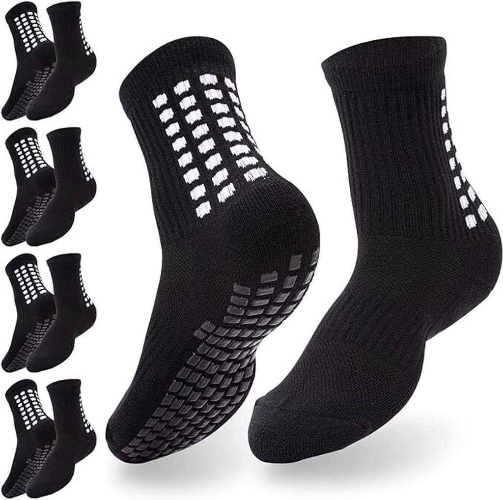 Grip-Socken Fußball, 5 Paar Fußball-Socken für Männer und Frauen, rutschfeste Sport-Gain the Edge Grip-Socken, atmungsaktive Sportsocken für F...