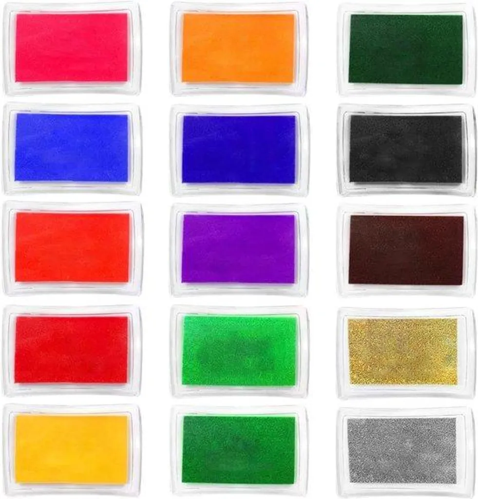 Tampon encreur lavable pour tissu et papier - Pack de 15 couleurs DIY