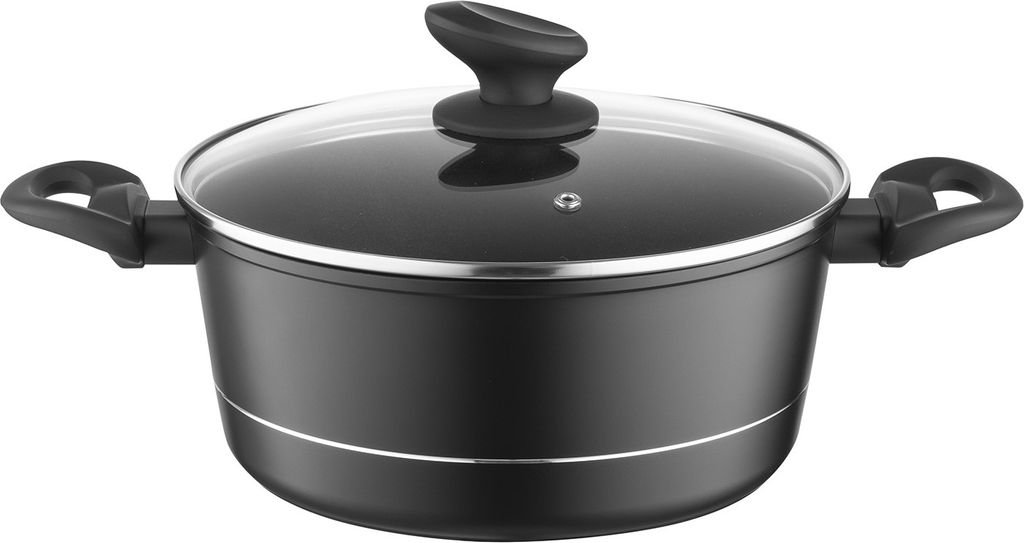 FLORINA Aluminium Topf (4 l) 24 cm I Kochtopf DELUX mit Glasdeckel I Messbecher & Antikratz-Beschichtung I Topf mit Induktionsboden I Geeignet für...