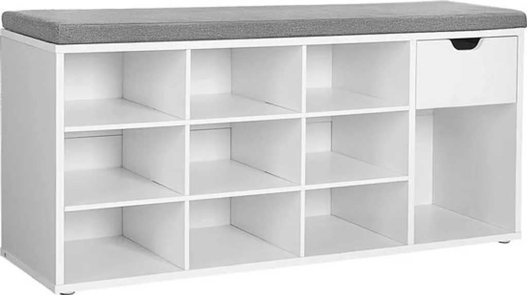 Meuble à chaussures design blanc 104 cm avec tiroir et 6 compartiments