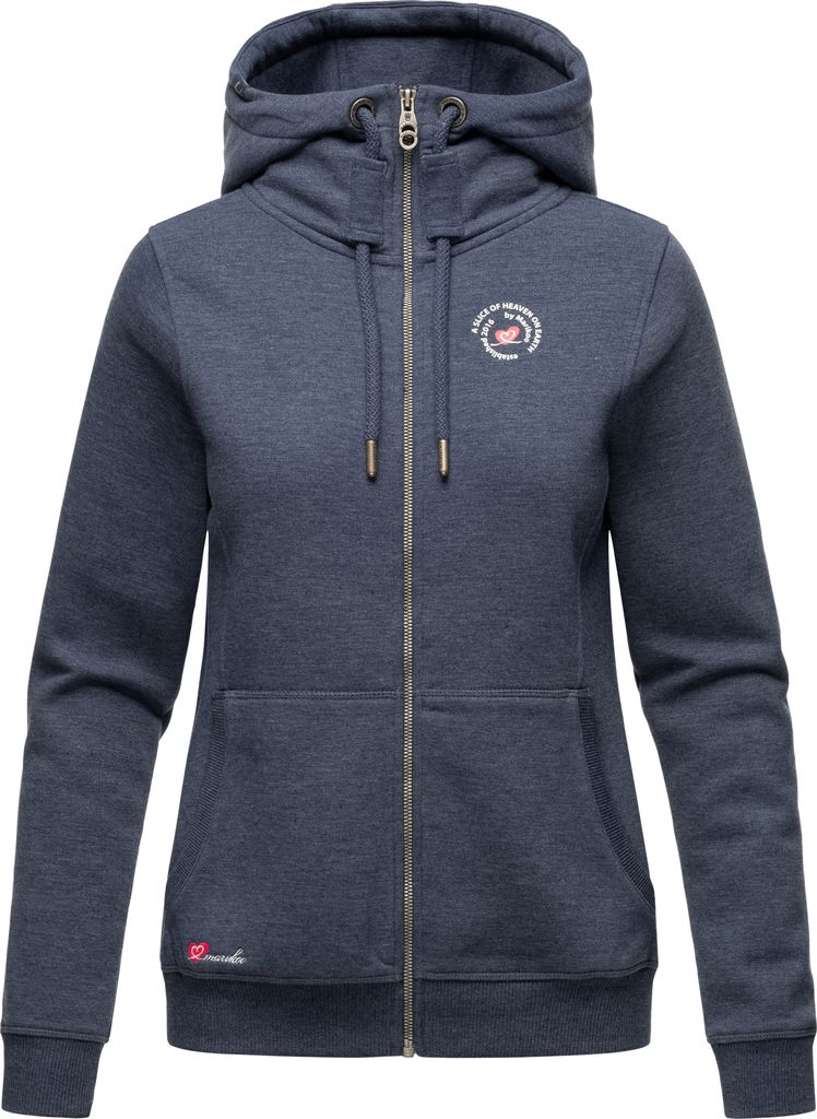 Marikoo Setsunaa Damen Hoodie Sweatjacke Kapuzenjacke Übergang Sweater Pullover Dusty Blue Melange Gr. 40 - L