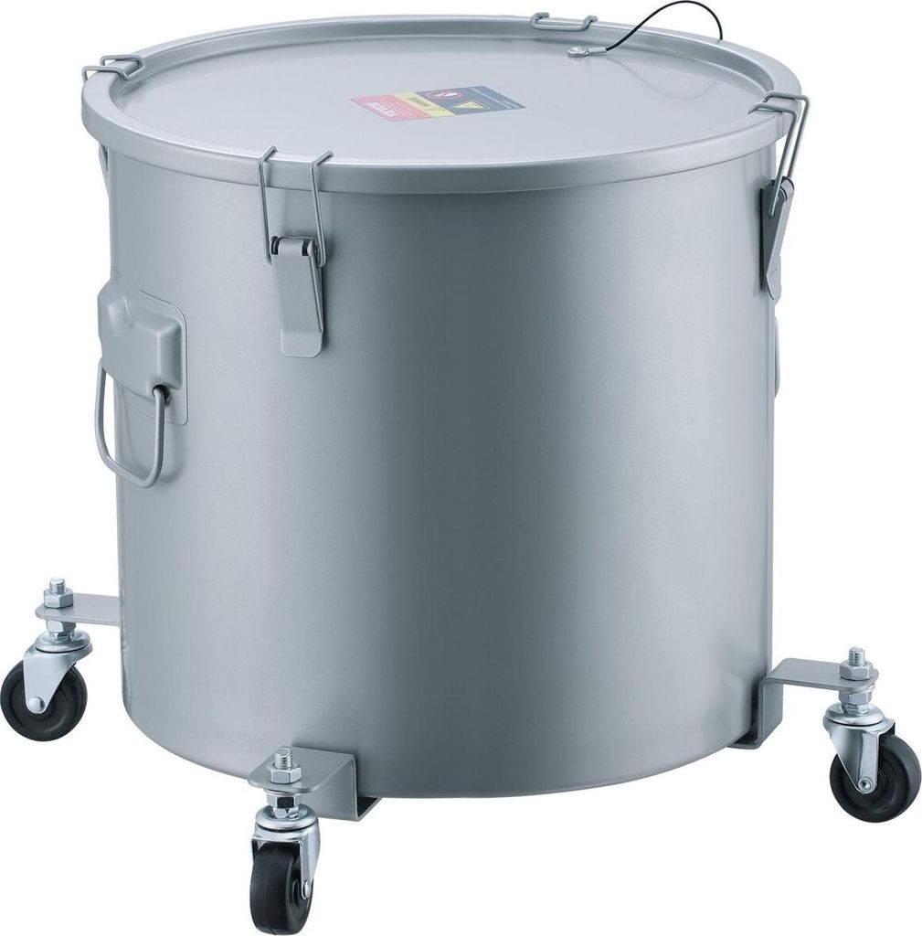 Fryer Grease Bucket, 16 Gal Oil Disposal Caddy with Caster Base, Carbon Steel Rust-Proof Coating, Oil Transport Container with Lid, Lock Clips, Fil...