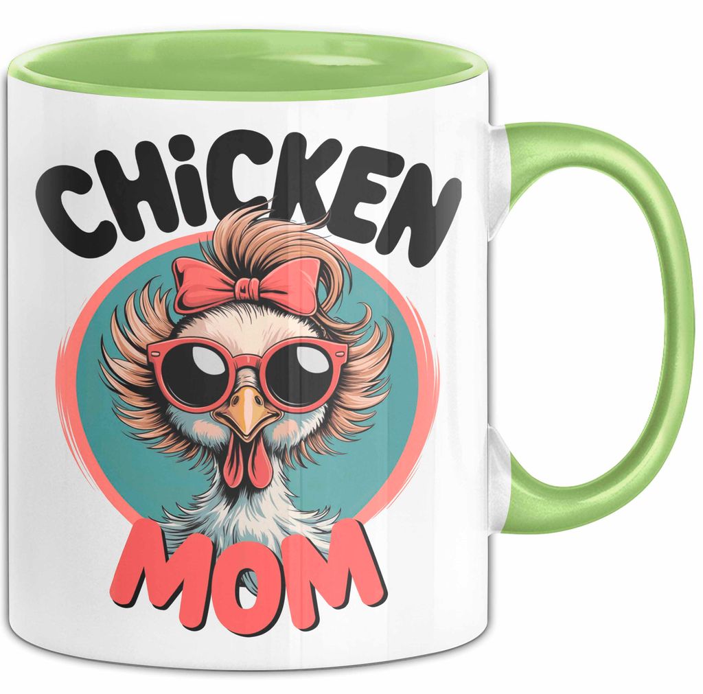 Huhn Tier Bauer Tasse Becher Geschenk Lustige Geschenkidee Spruch Hühnermama (Grün)