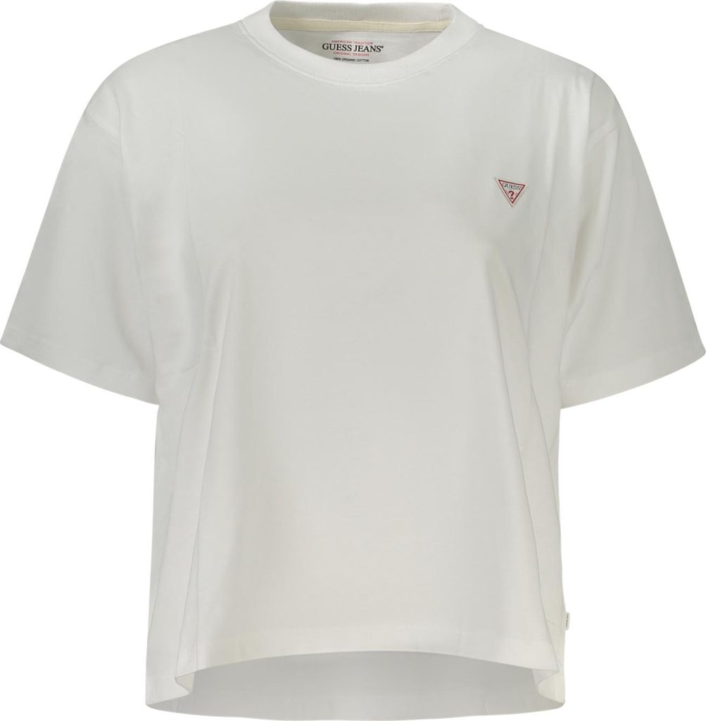 Damen Boxy Fit T-Shirt Baumwolle Weiß mit Logo und Applikation