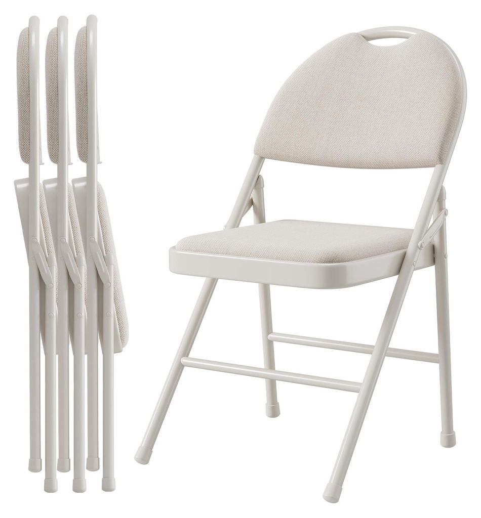 Klappstühle 4er-Set gepolstert mit Tragegriff Beige Produktbild 