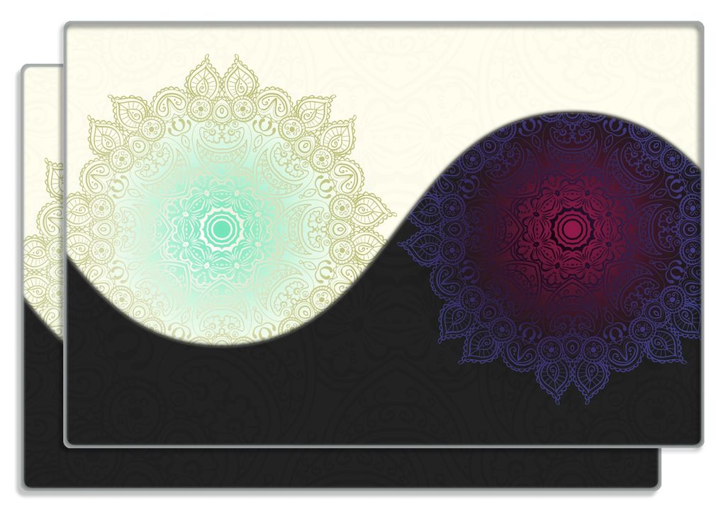 Wallario Frühstücksbrettchen 2er Set aus Glas, je 20 x 30 cm, mit rutschfesten Füßen, Motiv Mandalas - Yin Yang