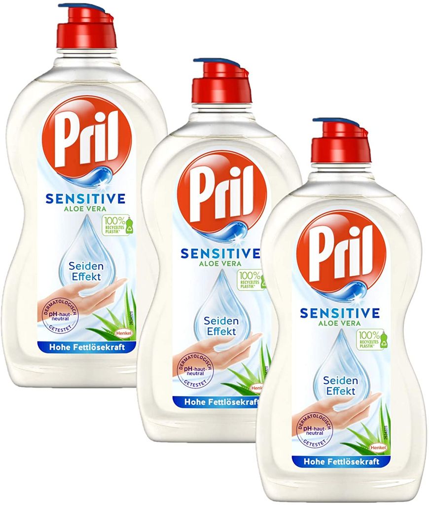 Pril Sensitive Aloe Vera 3x450 ml Handgeschirrspülmittel Produktbild 