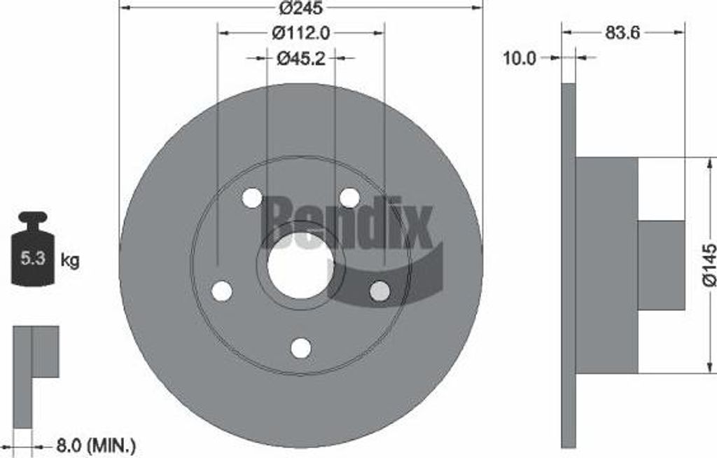 BENDIX Braking BDS1354 Bremsscheibe OE 8D0615601B kompatibel mit A4 8D