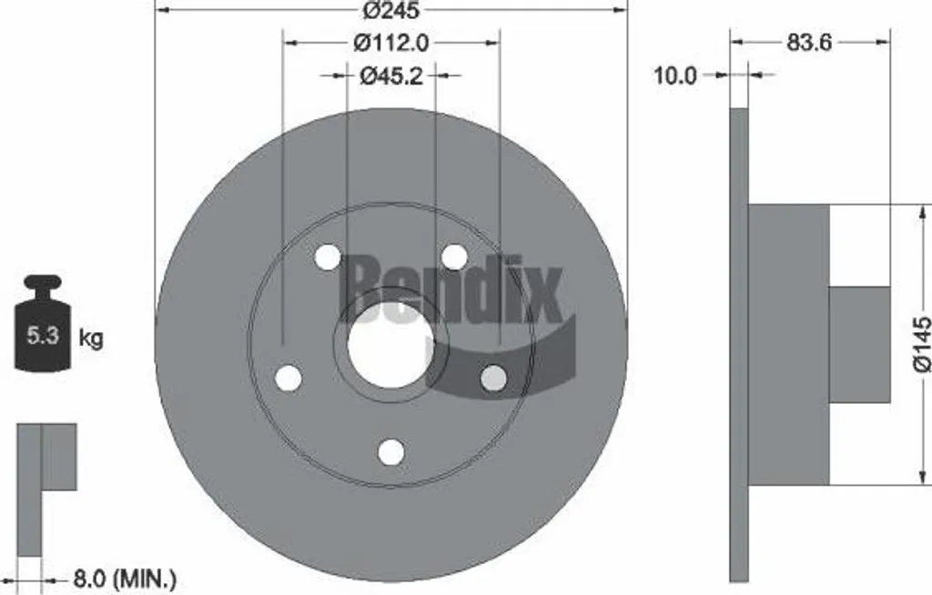 Disque de frein haute performance BENDIX BDS1354 - Compatible 8D0615601B