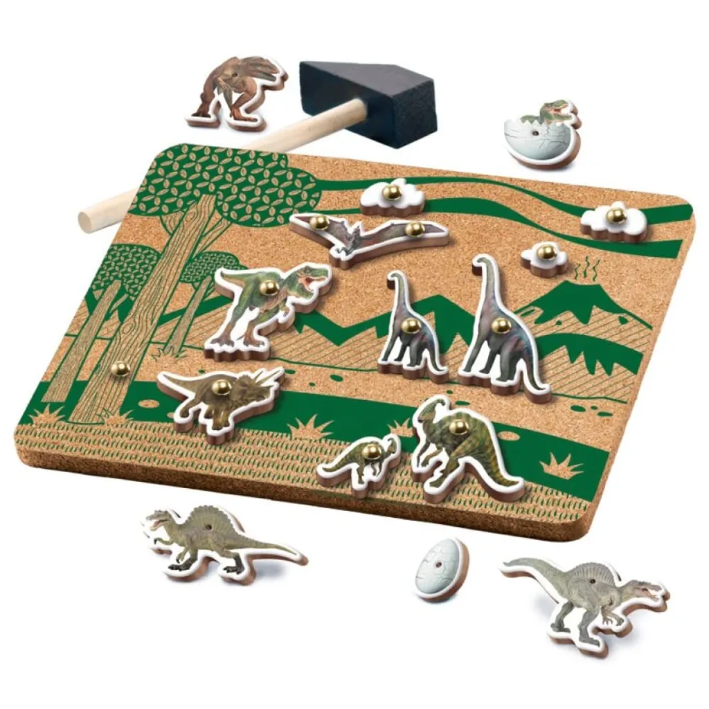 Jeu de Clous Dinosaure Totum Dino Forever en Bois avec Plateau Liège