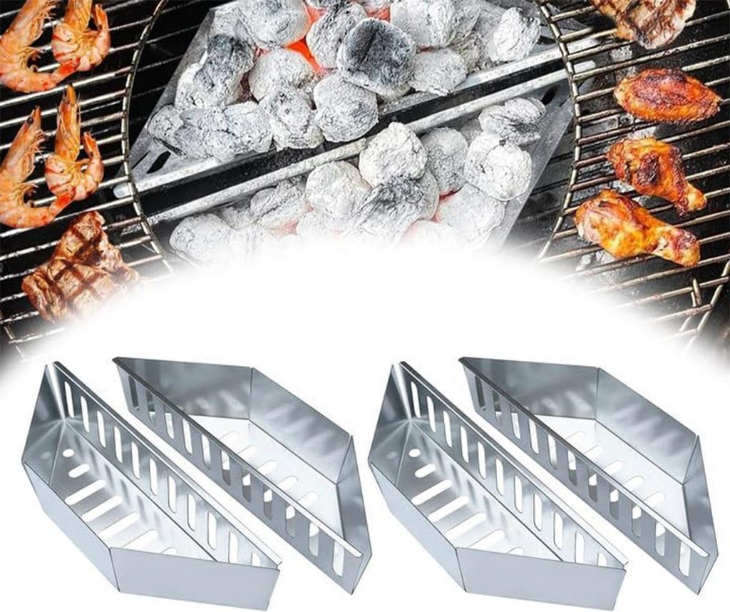 2x Holzkohlekorb aus Edelstahl für 57 cm Weber Kugelgrill, BBQ Zubehör, Kohleschale, kompatibel mit Weber 7403 & One Touch, langlebig & leicht zu...
