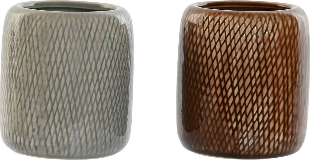 Startseite ESPRIT Braun Grau Steingut Glas 8,5 x 8,5 x 10 cm (2 Stück)