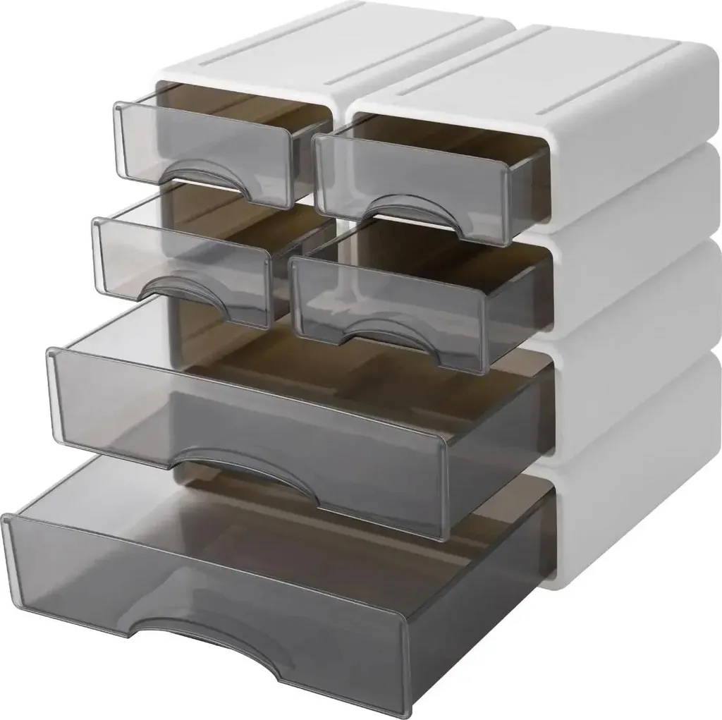 Rangement de bureau blanc pour fournitures - Organiseur 6 tiroirs compact
